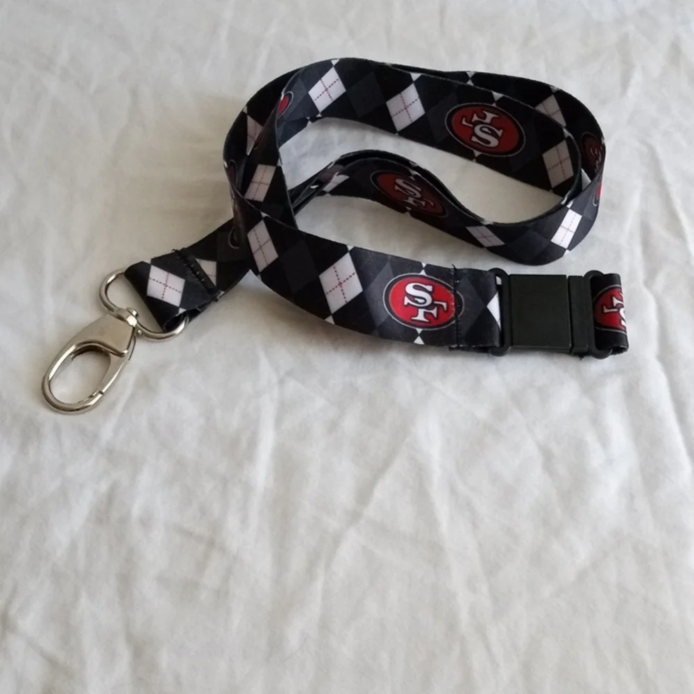 NFL San Francisco 49ers Argyle Lanyard Key Badge ID Holder New